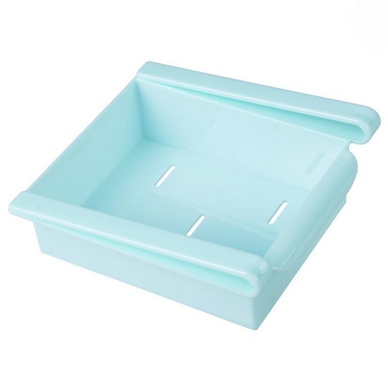 Слайд-кухонный холодильник с морозильной камерой, органайзер для экономии места, стеллаж для хранения, держатель полки 1PC синий