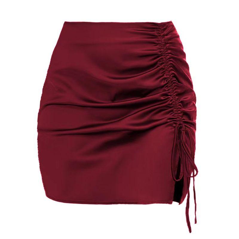 2022 Summer European Style Solid Women clothes Pleating Hip Skirt Sexy High Waist Zip-up Skirt Satin Skirt Burgundy M
2022 Summer European Style Solid Women clothes Pleating Hip Skirt Sexy High Waist Zip-up Skirt Satin Skirt Burgundy M