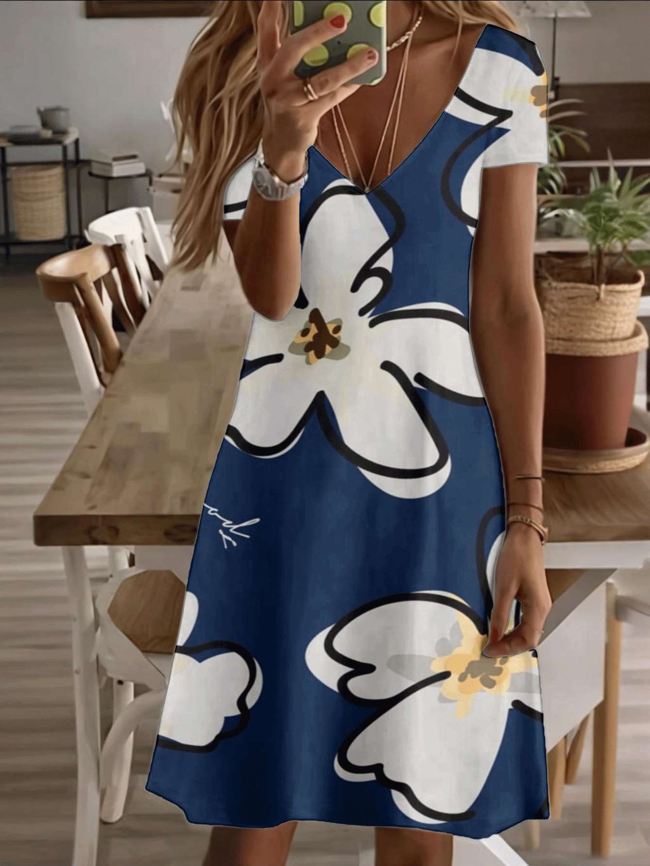 Vneck shortsleeve midi dress blue white floral print pattern 3D premium printing durable casual fashion summer women elegant beach outfit trendy comfo 9XL дубильна кора
Vneck shortsleeve midi dress blue white floral print pattern 3D premium printing durable casual fashion summer women elegant beach outfit trendy comfo 9XL дубильна кора