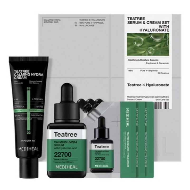 MEDIHEAL Tea Tree Hyaluronate Soothing Hydration Skincare 3-Item Special Set (Serum 40ml + Cream 50ml + Serum 10ml x 3ea)
MEDIHEAL Tea Tree Hyaluronate Soothing Hydration Skincare 3-Item Special Set (Serum 40ml + Cream 50ml + Serum 10ml x 3ea)