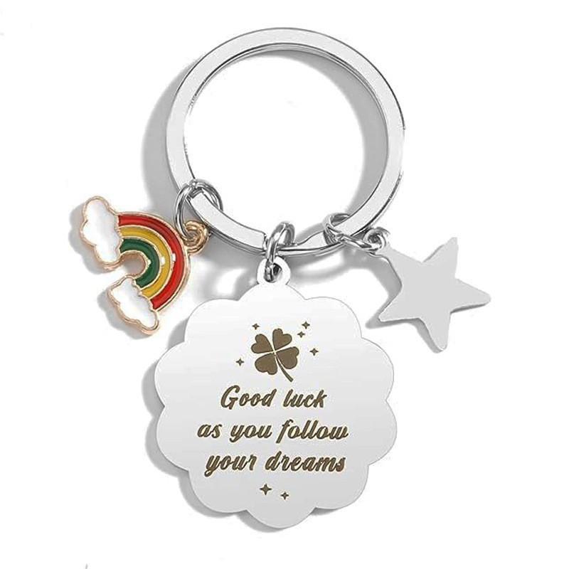 Grateful Gift for Relatives and Friends Stainless Steel Keychain Four Leaf Clover Rainbow Stainless Steel Keychain for Backpack Bag Pendant 3*3CM
Grateful Gift for Relatives and Friends Stainless Steel Keychain Four Leaf Clover Rainbow Stainless Steel Keychain for Backpack Bag Pendant 3*3CM