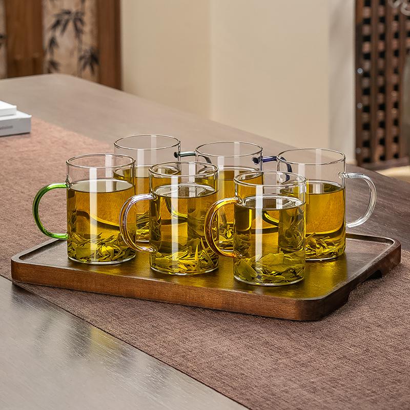 Heat-Resistant Glass Cup Set with Handles for Home Use Six-color glass cups 300ml set of 4
Heat-Resistant Glass Cup Set with Handles for Home Use Six-color glass cups 300ml set of 4