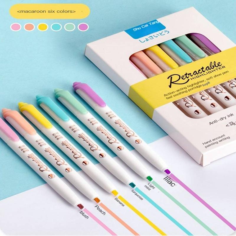 6 Colors Push Button Highlighter Pen Multicolor Kawaii Highlighter Anti-Dry Ink Scholar Office Use Supplies Coloring Hand Acco Practical Use
6 Colors Push Button Highlighter Pen Multicolor Kawaii Highlighter Anti-Dry Ink Scholar Office Use Supplies Coloring Hand Acco Practical Use