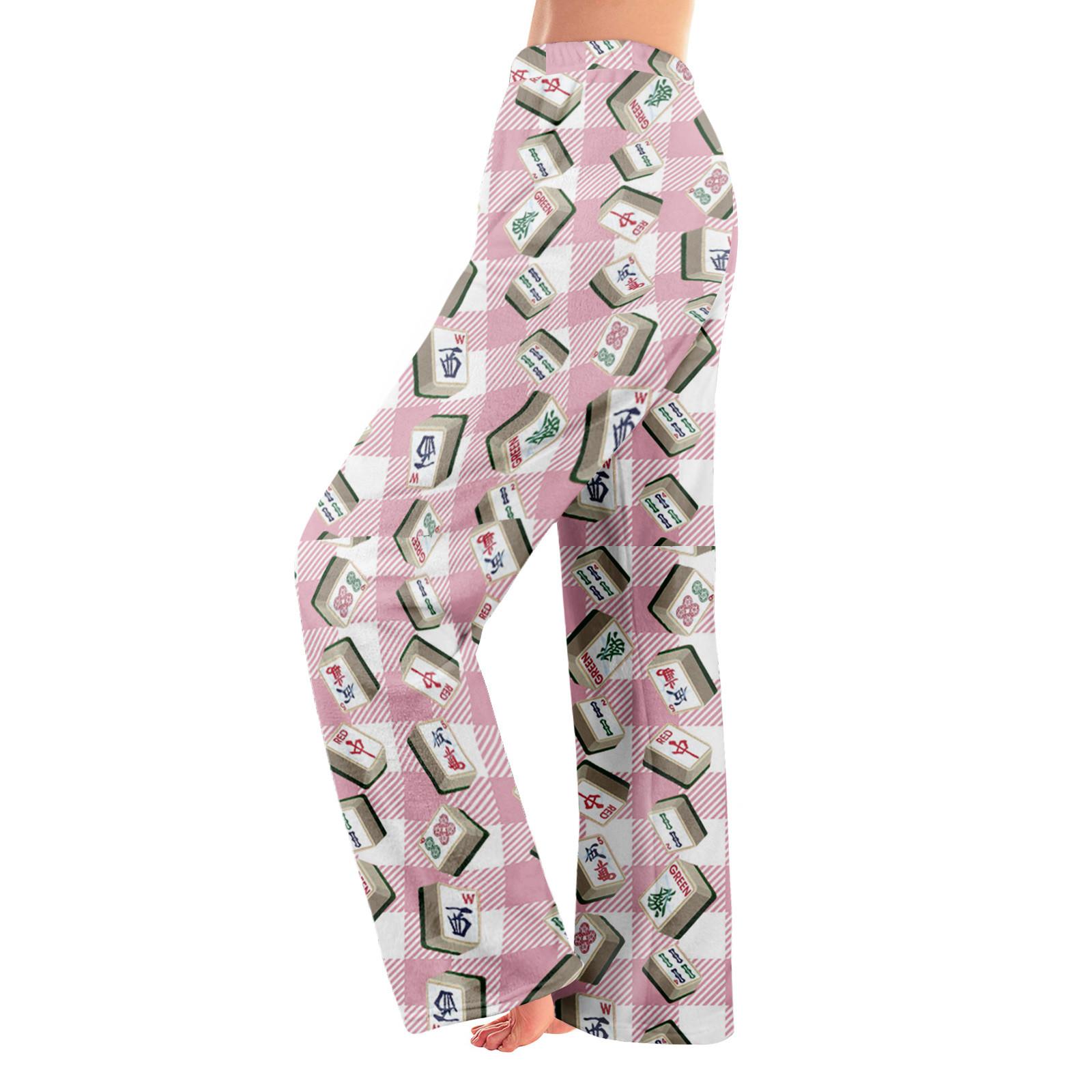 Пижамные штаны в стиле аниме, повседневные брюки с эластичной резинкой на талии, удобные прямые свободные брюки для йоги L горячий розовый