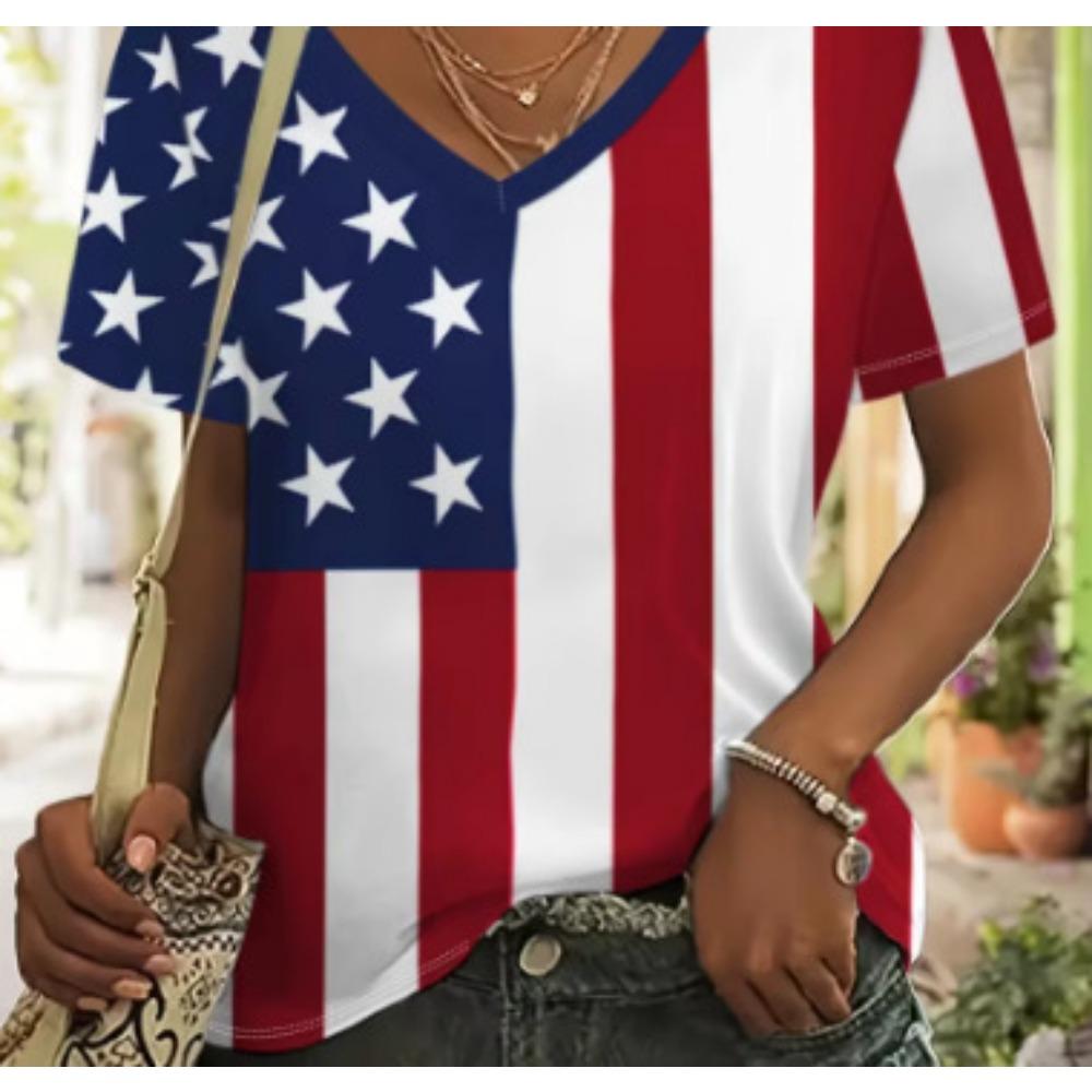 Летний топ с V-образным вырезом и 3D-принтом ко Дню независимости США, модная повседневная женская футболка с коротким рукавом 5XL
Летний топ с V-образным вырезом и 3D-принтом ко Дню независимости США, модная повседневная женская футболка с коротким рукавом 5XL