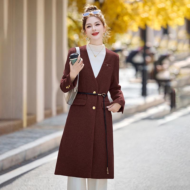 Women s Slimming Woolen V-neck Coat with Belt for Autumn & Winter XL (120-130 jin)
Women s Slimming Woolen V-neck Coat with Belt for Autumn & Winter XL (120-130 jin)