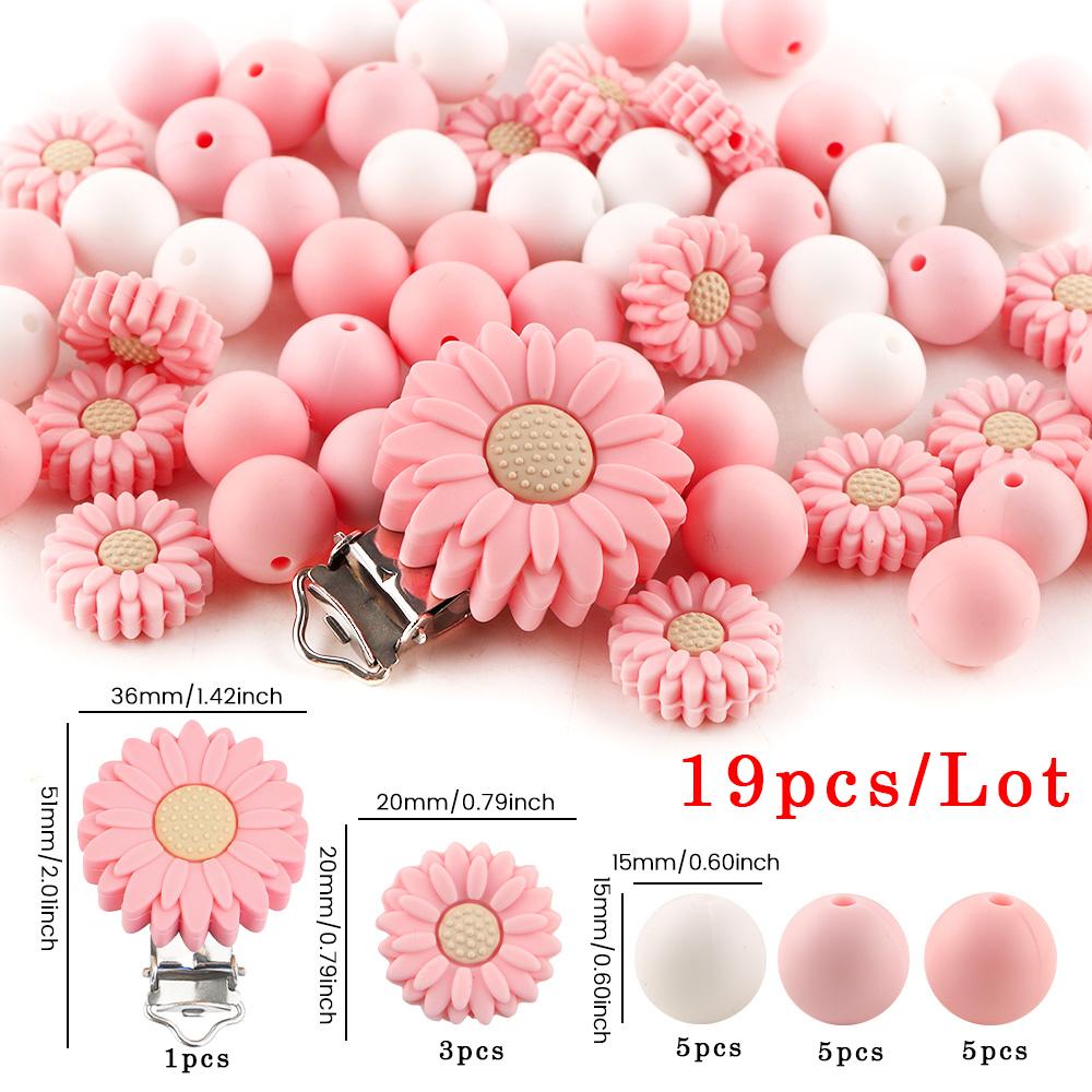 19Pcs/Lot Silicone Daisy Beads Combination For Jewelry DIY Handmade Nipple Holder For jewelry Key Chain Accessories
19Pcs/Lot Silicone Daisy Beads Combination For Jewelry DIY Handmade Nipple Holder For jewelry Key Chain Accessories