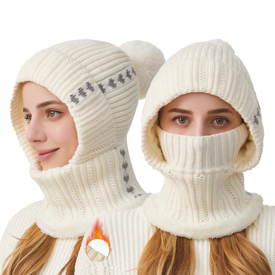 Вязаная шапка женская осенне-зимняя шерстяная шапка-шарф кашемировая теплая шапка-маска шарф универсальная шапка белый