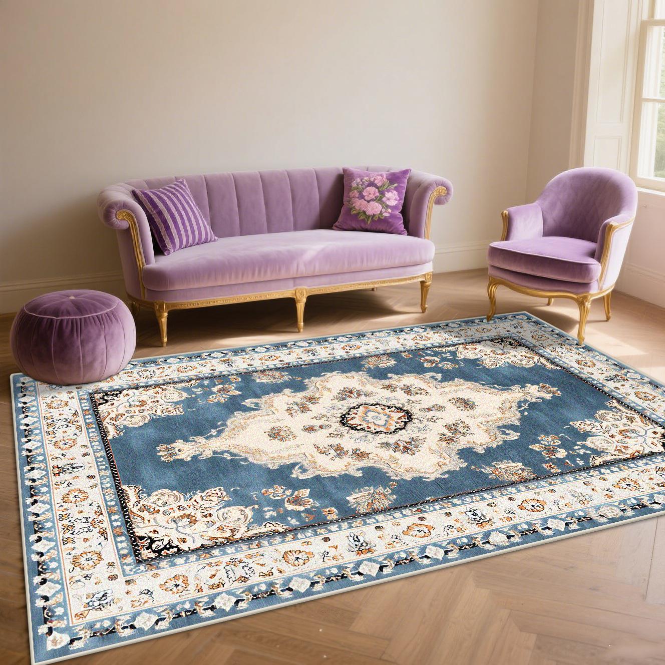 Persian Blue Living Room Rugs Flannel Decoration Bedroom Anti Slip Floor Mats Customizable Lounge Carpet Washable Gaming Room 60x90cm
Persian Blue Living Room Rugs Flannel Decoration Bedroom Anti Slip Floor Mats Customizable Lounge Carpet Washable Gaming Room 60x90cm