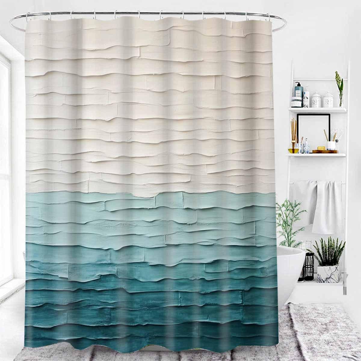 A Modern Ombre Shower Curtain: Elevate Your Bathroom With This Stunning Design Featuring A Gradient Of Soft Beige To Deep Teal W60H190(CM)-1 Pcs
A Modern Ombre Shower Curtain: Elevate Your Bathroom With This Stunning Design Featuring A Gradient Of Soft Beige To Deep Teal W60H190(CM)-1 Pcs