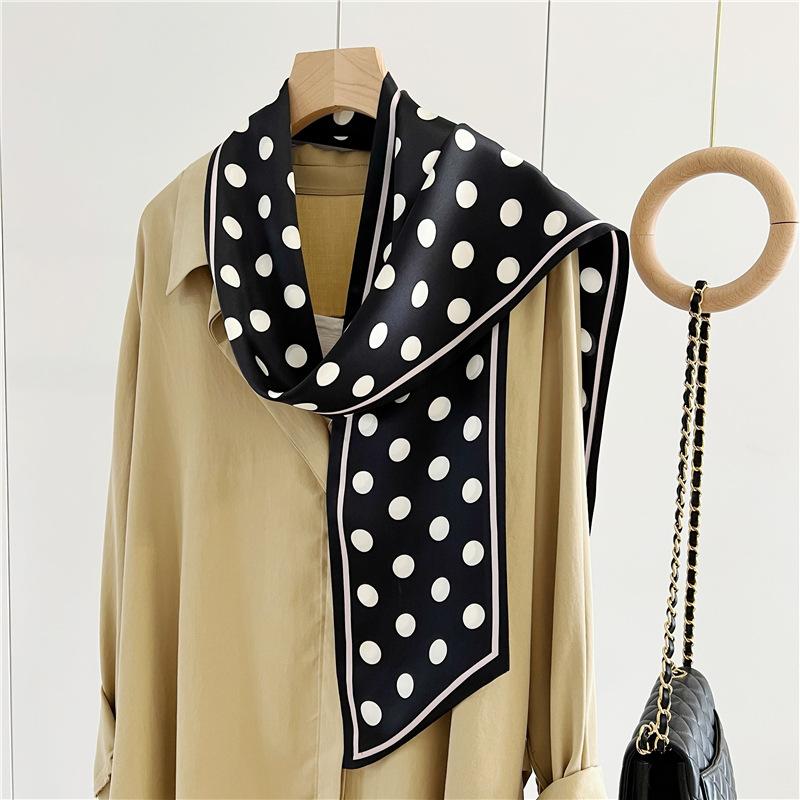 Роскошный двухслойный шарф из шелка сорта «малбери» с французским принтом в горошек, элегантный узкий галстук и изящная двухсторонняя женская шаль 16*150cm чёрный
Роскошный двухслойный шарф из шелка сорта «малбери» с французским принтом в горошек, элегантный узкий галстук и изящная двухсторонняя женская шаль 16*150cm чёрный