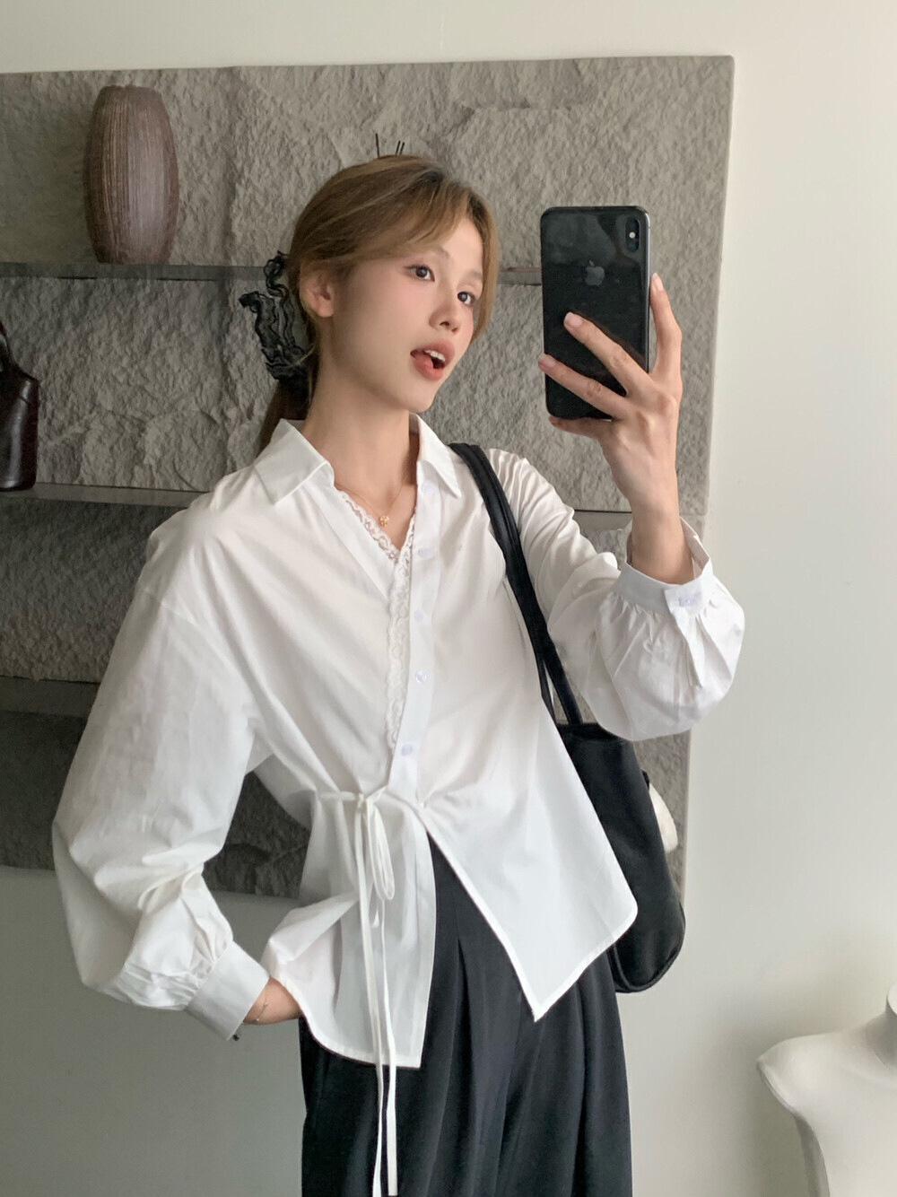 2026 Women s Korean Design French Lace Trim Shirt with Side Tie Detail S белый
2026 Women s Korean Design French Lace Trim Shirt with Side Tie Detail S белый