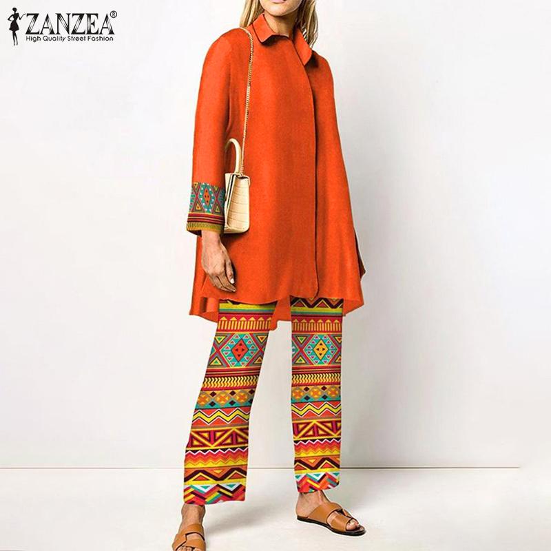 ZANZEA Летняя одежда, женская блузка и брюки, повседневный комплект из двух предметов
ZANZEA Летняя одежда, женская блузка и брюки, повседневный комплект из двух предметов