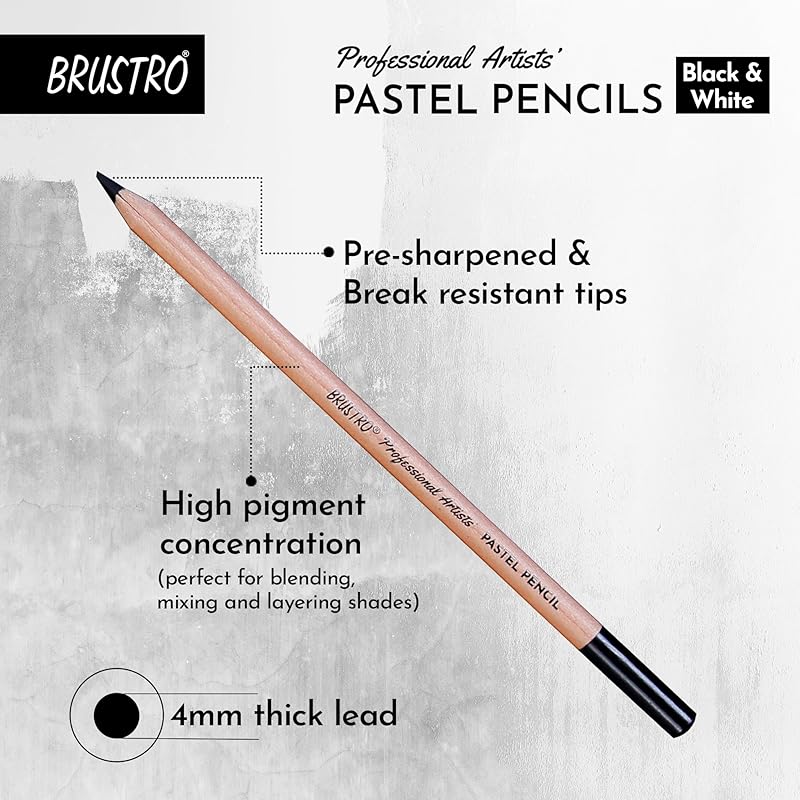Brustro Artists Pastel Colored Pencils - Set Of 6 (3 Black And 3 White) - 4Mm Lead | Break Resistant, Erasable, Highly P 0 чёрный
Brustro Artists Pastel Colored Pencils - Set Of 6 (3 Black And 3 White) - 4Mm Lead | Break Resistant, Erasable, Highly P 0 чёрный