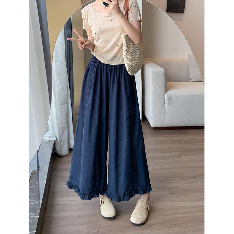 Wood Ear Trim Cotton-Linen Wide Leg Skirt-Pants: Slimming, Loose, Micro Flare, Lace Nine-Point for Spring/Summer L (110-125 lbs) темно-синий
Wood Ear Trim Cotton-Linen Wide Leg Skirt-Pants: Slimming, Loose, Micro Flare, Lace Nine-Point for Spring/Summer L (110-125 lbs) темно-синий