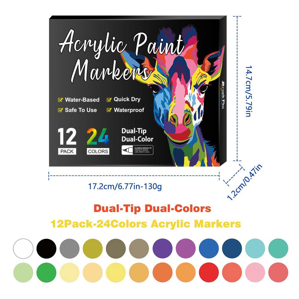 Double-Ended Dual-Color Acrylic Marker Pens Soft Brush Tip Art Markers for Kids Drawing Painting Coloring Sketching Doodling
Double-Ended Dual-Color Acrylic Marker Pens Soft Brush Tip Art Markers for Kids Drawing Painting Coloring Sketching Doodling