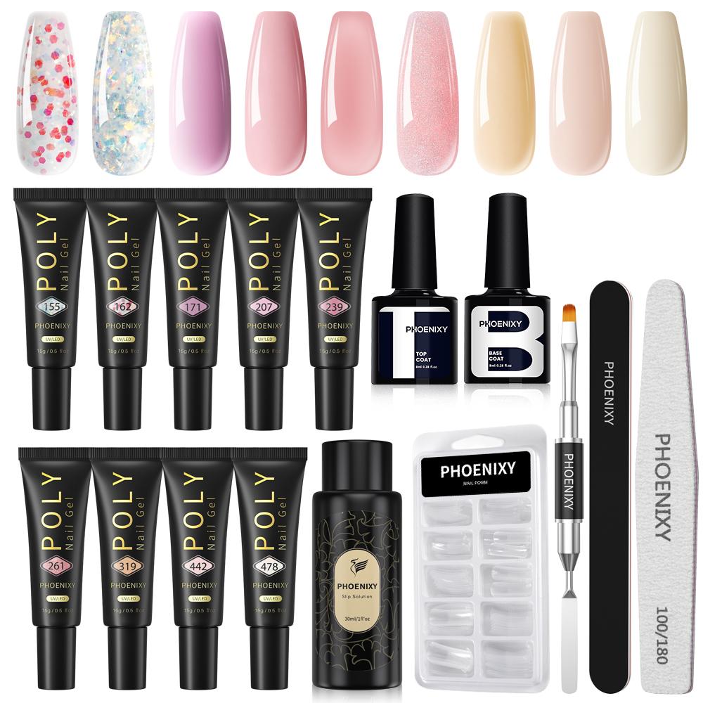 PHOENIXY 15 мл Поли УФ-гель для наращивания ногтей Блестящий лак для ногтей Дизайн ногтей Полигель Все для акрилового гель-лака