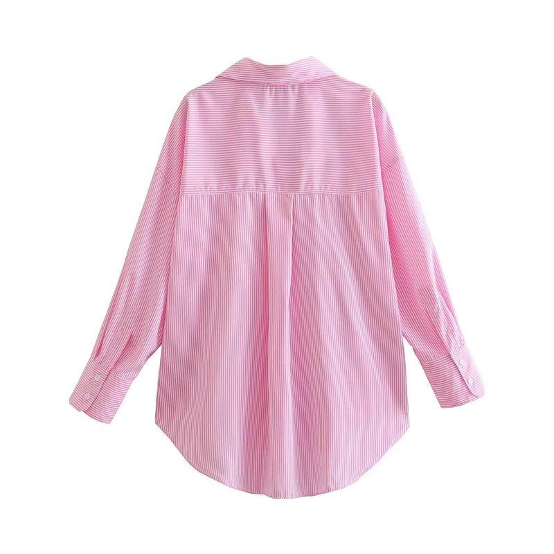 Collar Striped Slim Fit Long Sleeve Shirt Polo Collar Stripes Silm Shirt for Women Pink L(L)
Collar Striped Slim Fit Long Sleeve Shirt Polo Collar Stripes Silm Shirt for Women Pink L(L)