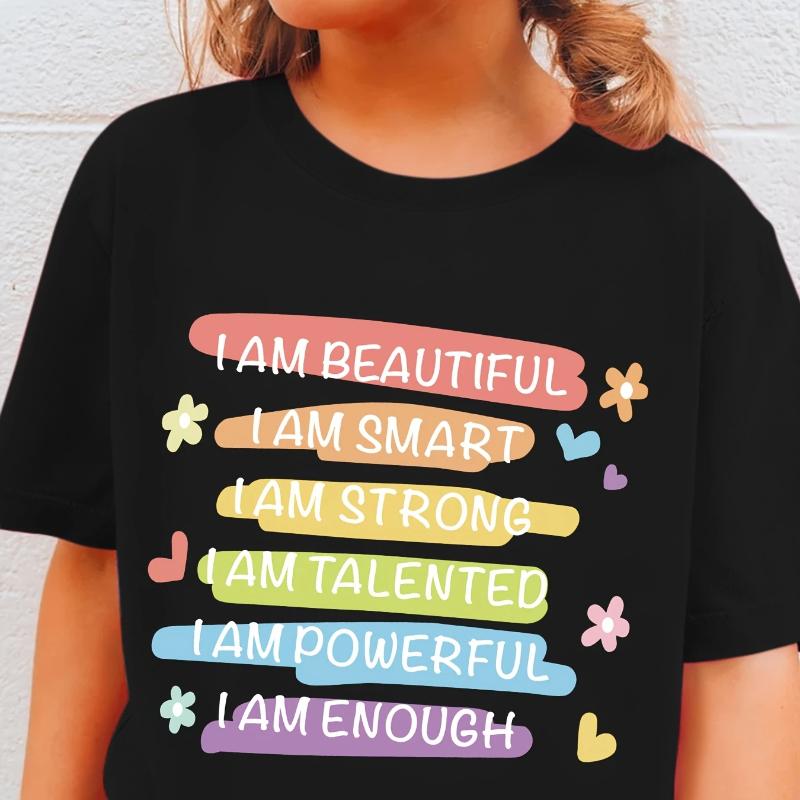 Girls Summer Fashion Short-Sleeve T-Shirt I Am Beautiful... Letter Print Versatile Casual Top 120 чорний
Girls Summer Fashion Short-Sleeve T-Shirt I Am Beautiful... Letter Print Versatile Casual Top 120 чорний