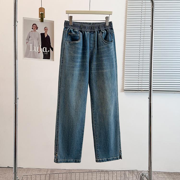 Plus Size Slimming High Elastic Straight-Leg Denim Pants for Women 9XL (260-300 jin) синій
Plus Size Slimming High Elastic Straight-Leg Denim Pants for Women 9XL (260-300 jin) синій