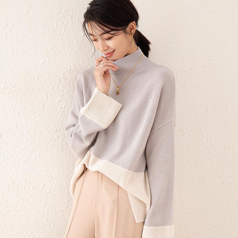 TUHUANG Women s 100% Wool Half-High Collar Color Block Sweater One Size (165/88A)
TUHUANG Women s 100% Wool Half-High Collar Color Block Sweater One Size (165/88A)