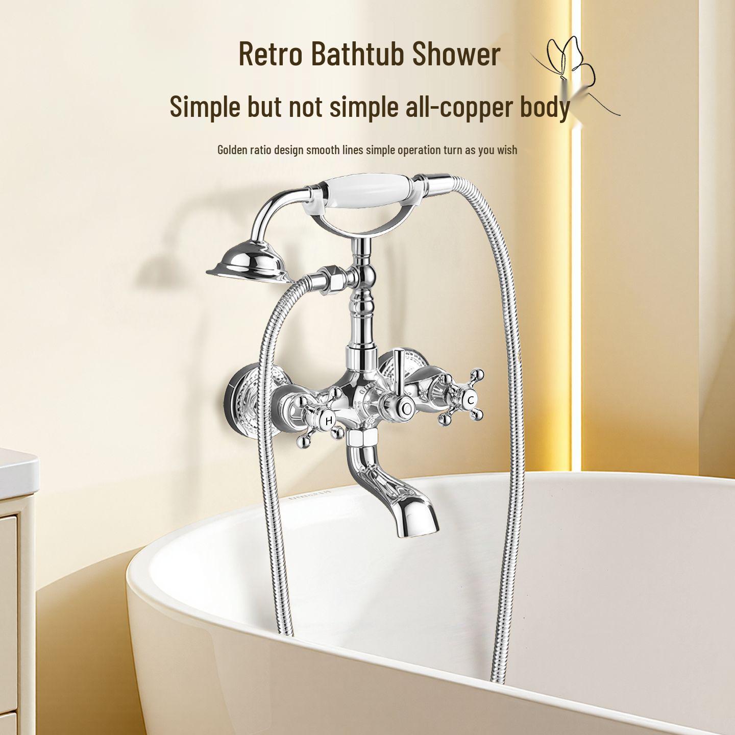 Retro French Brass & Chrome Wall-Mounted Shower Set with Ceramic Faucet
Retro French Brass & Chrome Wall-Mounted Shower Set with Ceramic Faucet