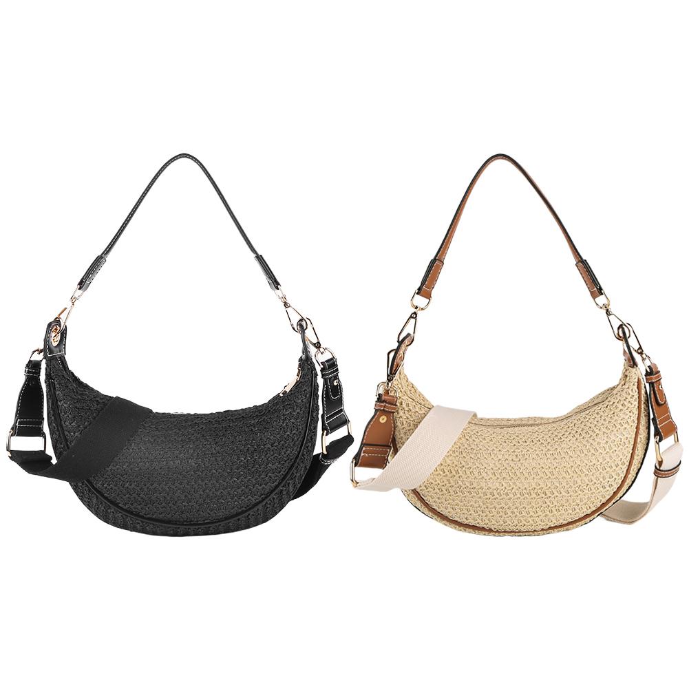 Hand-Woven Bag Bohemian Half Moon Straw Bag for Women Summer Large Capacity Woven Shoulder Bag Handmade Weave Beach Crescent Bag
Hand-Woven Bag Bohemian Half Moon Straw Bag for Women Summer Large Capacity Woven Shoulder Bag Handmade Weave Beach Crescent Bag