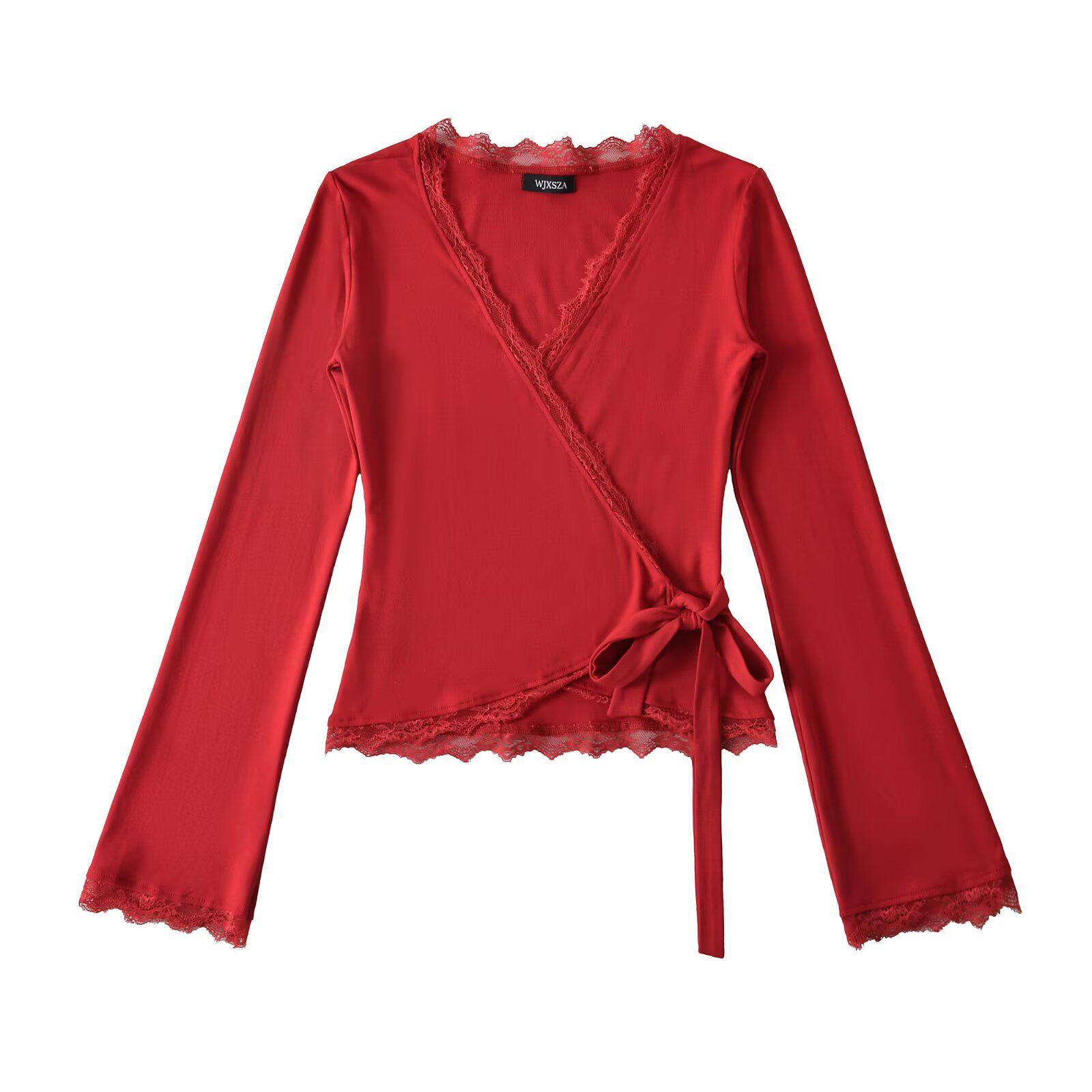 Autumn 2025: Spicy Lace-Trim Cross Tie Top - Slim Fit, Niche Design. Small червоний
Autumn 2025: Spicy Lace-Trim Cross Tie Top - Slim Fit, Niche Design. Small червоний