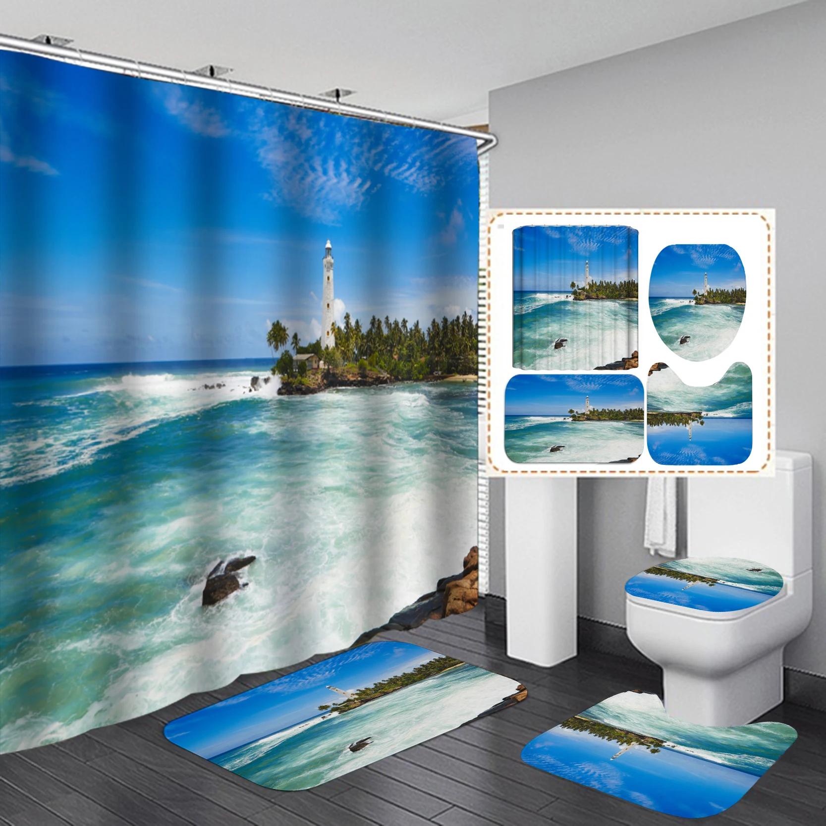 Beach Ocean Sea Theme Shower Curtain Bath Mat Set Sunrise At Tropical Beach Scene Decor Waterproof Non-Slip Bathroom Set Rug Set W60H190(CM)-1 Pcs
Beach Ocean Sea Theme Shower Curtain Bath Mat Set Sunrise At Tropical Beach Scene Decor Waterproof Non-Slip Bathroom Set Rug Set W60H190(CM)-1 Pcs