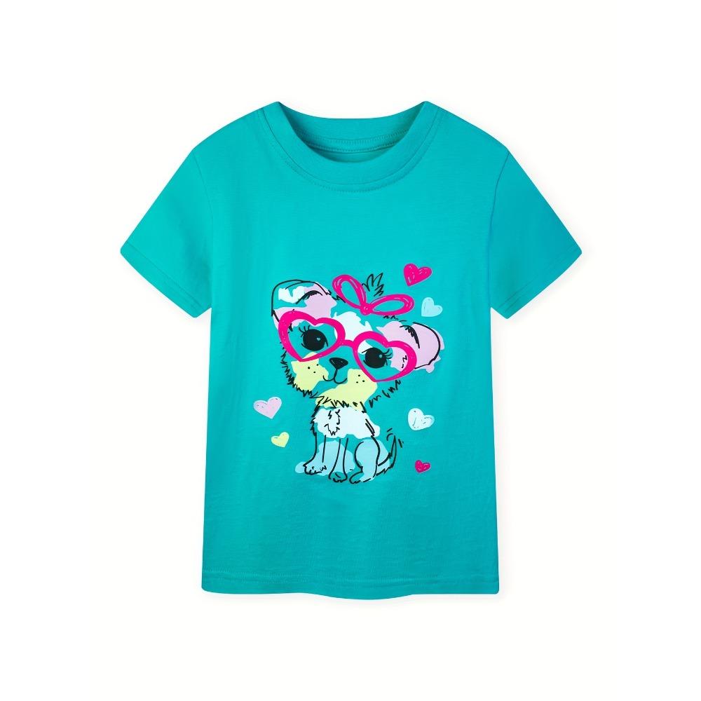 Three piece girls summer short sleeved T-shirt with round neck cartoon cat and dog print outdoor casual T-shirt 110
Three piece girls summer short sleeved T-shirt with round neck cartoon cat and dog print outdoor casual T-shirt 110