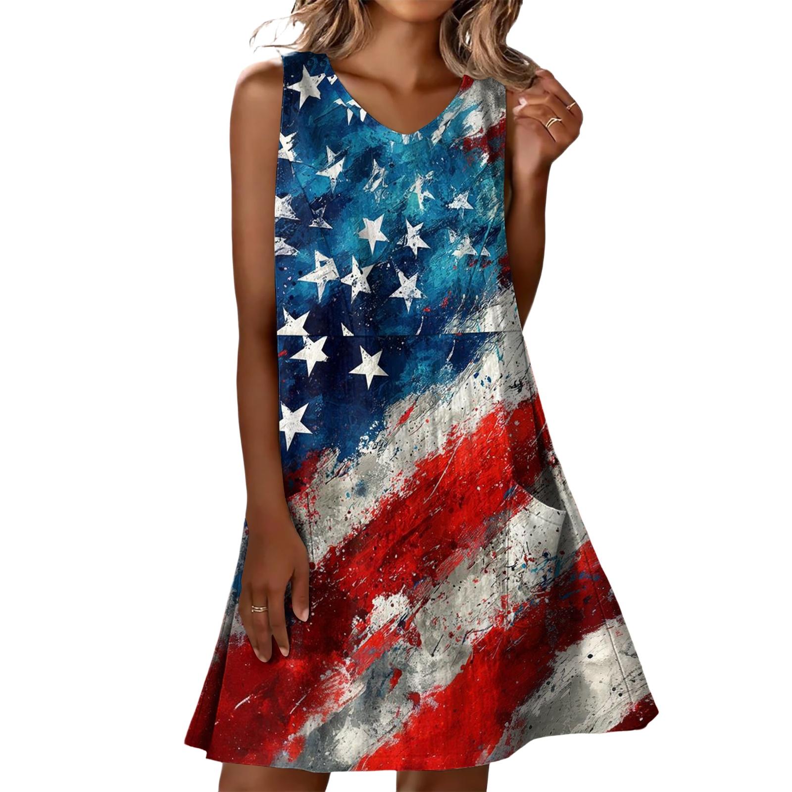 Sleeveless A Line Dress with Vintage Flag and Floral Print Loose Fit Soft Fabric Casual Style for Women Summer Wear M
Sleeveless A Line Dress with Vintage Flag and Floral Print Loose Fit Soft Fabric Casual Style for Women Summer Wear M
