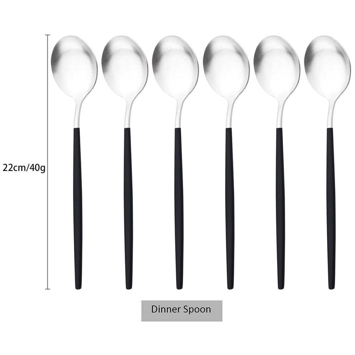 6 шт./компл., набор столовых ложек из черного золота, матовая западная нержавеющая сталь, столовые приборы, столовые приборы, десертная ложка, посуда, набор кухонных столовых приборов для вечеринок серебряный/чёрный
6 шт./компл., набор столовых ложек из черного золота, матовая западная нержавеющая сталь, столовые приборы, столовые приборы, десертная ложка, посуда, набор кухонных столовых приборов для вечеринок серебряный/чёрный