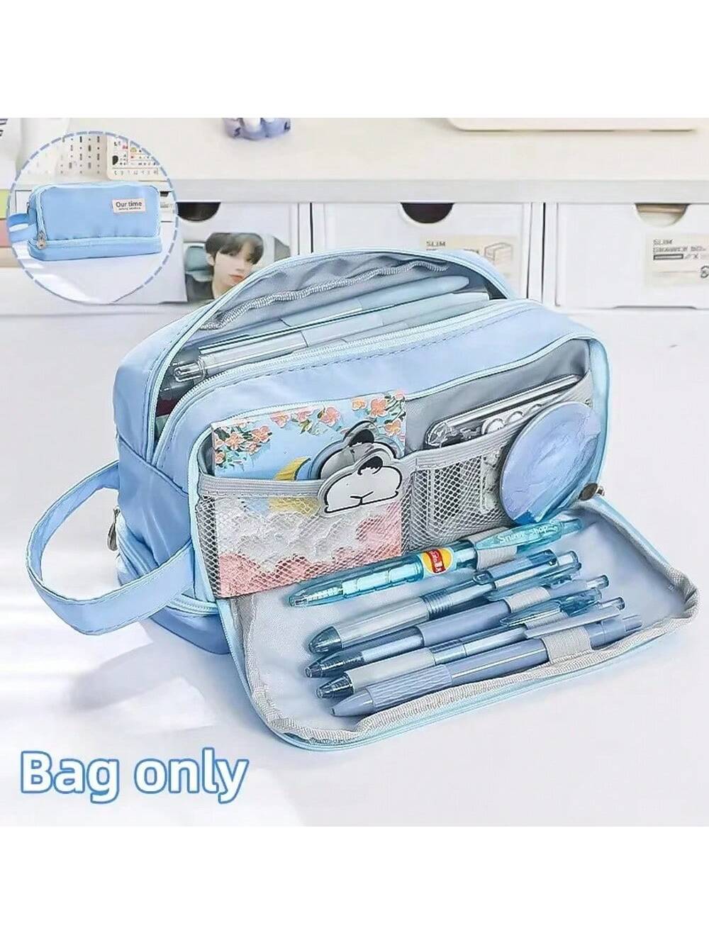1pc Macaron Large Pencil Case Pouch ,INS Stationery Bag, Portable Handheld Pencil Case Bag , Cosmetic Bag, For Office,&School синій
1pc Macaron Large Pencil Case Pouch ,INS Stationery Bag, Portable Handheld Pencil Case Bag , Cosmetic Bag, For Office,&School синій