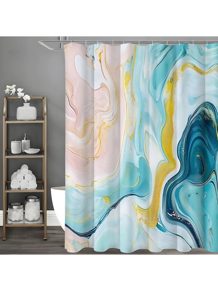 Marble Pattern Powder Blue Yellow Flowing Shower Curtain, Bathroom Decorative Shower Curtain, Waterproof Shower Curtain With Hoo W60H190(CM)-1 Pcs
Marble Pattern Powder Blue Yellow Flowing Shower Curtain, Bathroom Decorative Shower Curtain, Waterproof Shower Curtain With Hoo W60H190(CM)-1 Pcs