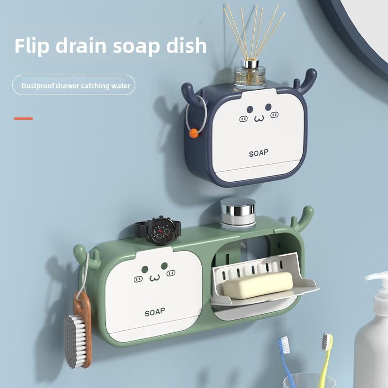 Cartoon Antler Plastic Soap Holder with Lid, Double grid Drainage, Punch free for Bathroom 130cm темно-синього кольору
Cartoon Antler Plastic Soap Holder with Lid, Double grid Drainage, Punch free for Bathroom 130cm темно-синього кольору