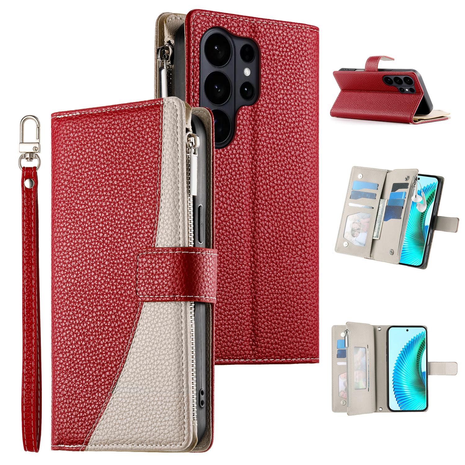 For Samsung Galaxy S26 Ultra Case Zipper Wallet Color Splicing Leather Flip Phone Cover with Straps
For Samsung Galaxy S26 Ultra Case Zipper Wallet Color Splicing Leather Flip Phone Cover with Straps