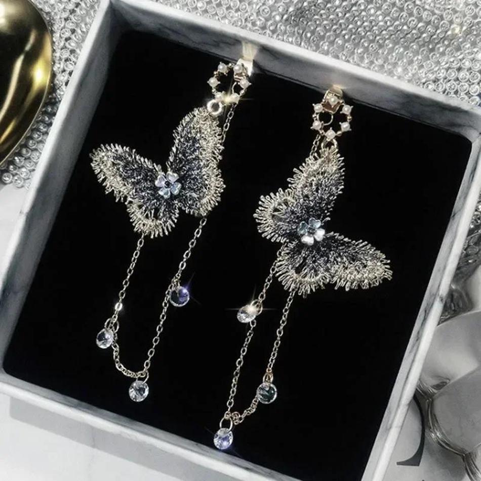 1 Pair 925 Silver Needle Embroidered Butterfly Earrings Simple Versatile Fashionable Long Tassel Pearl Earrings A
1 Pair 925 Silver Needle Embroidered Butterfly Earrings Simple Versatile Fashionable Long Tassel Pearl Earrings A