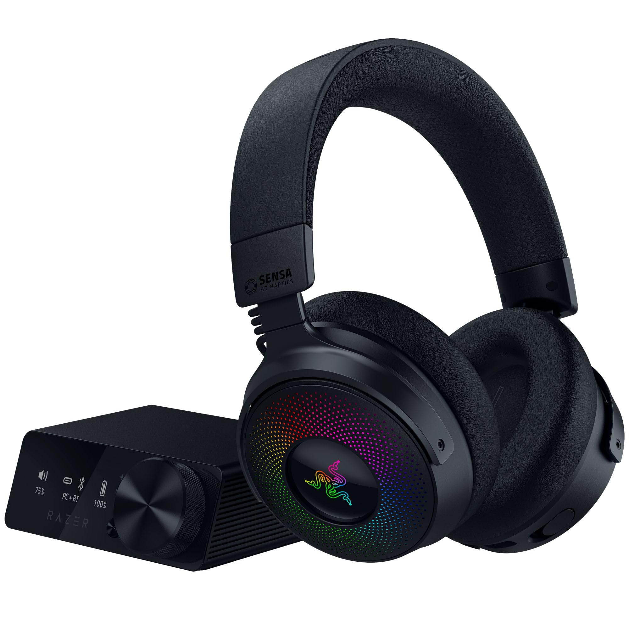 Razer Kraken V4 Pro Wireless Gaming Headset with OLED Control Hub HyperSpeed Wireless Bluetooth USB Connection Sensa HD Haptics TriForce Biocellulose чорний
Razer Kraken V4 Pro Wireless Gaming Headset with OLED Control Hub HyperSpeed Wireless Bluetooth USB Connection Sensa HD Haptics TriForce Biocellulose чорний