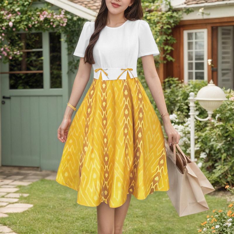 ZANZEA Женское летнее повседневное платье с круглым вырезом и короткими рукавами с принтом пэчворк 5XL жёлтый
ZANZEA Женское летнее повседневное платье с круглым вырезом и короткими рукавами с принтом пэчворк 5XL жёлтый