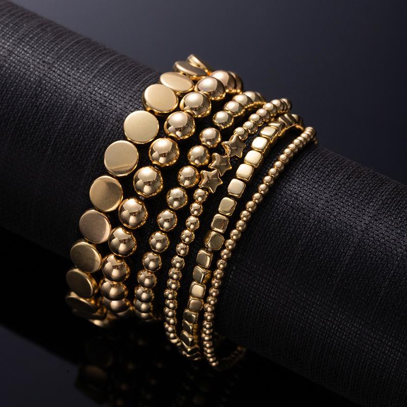Metal Wind Geometry Square Star Bracelet Irregular Gold Bead Beaded Bracelet Women S Stackable Elastic Set Jewelry
Metal Wind Geometry Square Star Bracelet Irregular Gold Bead Beaded Bracelet Women S Stackable Elastic Set Jewelry
