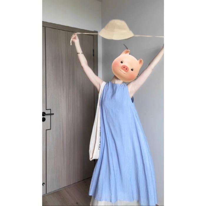 Simple style, fashionable and versatile, solid color jacquard texture, French temperament, waist and thin vest, long dress. S синий
Simple style, fashionable and versatile, solid color jacquard texture, French temperament, waist and thin vest, long dress. S синий