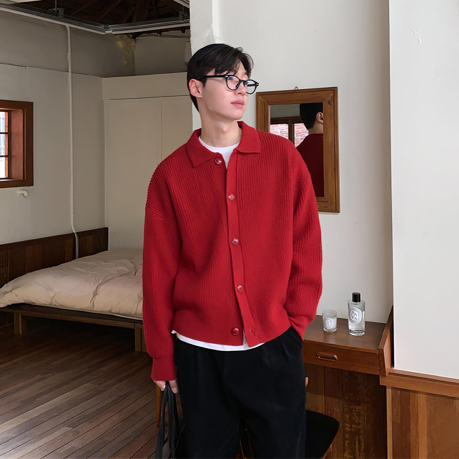 Men s Bright Red Knit Cardigan, Korean Style, Spring Autumn, Year of the Rat Design, Lapel Solid Color Outerwear 3XL червоний
Men s Bright Red Knit Cardigan, Korean Style, Spring Autumn, Year of the Rat Design, Lapel Solid Color Outerwear 3XL червоний