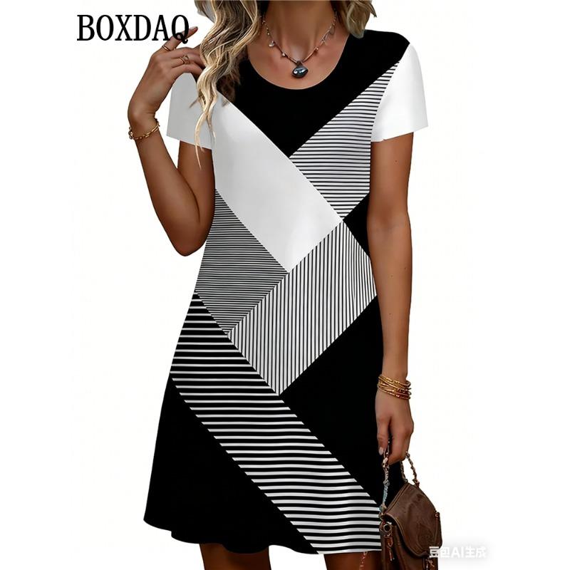Women s Fashion Short Sleeve Vacation Dress Summer Striped Polka Dot 3D Print A-Line Dress Casual Elegant Woman s Clothing XL
Women s Fashion Short Sleeve Vacation Dress Summer Striped Polka Dot 3D Print A-Line Dress Casual Elegant Woman s Clothing XL