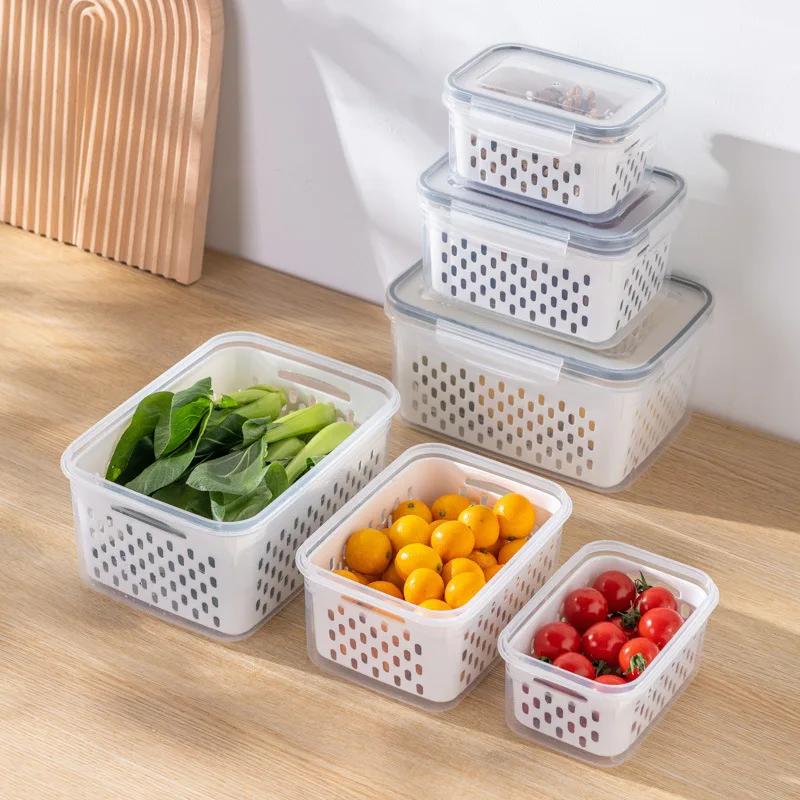 3pcs Kitchen Refrigerator Storage Box Rectangular Plastic Transparent Drain Basket Fruit and Vegetable Sealed Fresh-keeping Box
3pcs Kitchen Refrigerator Storage Box Rectangular Plastic Transparent Drain Basket Fruit and Vegetable Sealed Fresh-keeping Box