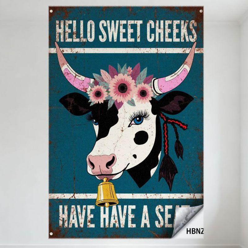 Vintage Metal Tin Sign Hello Sweet Cheeks with Cartoon Cow Floral Bell Design - Retro Wall Art Decor for Home Bar Man Cave Café 20x30cm(7.8x11.8inch)
Vintage Metal Tin Sign Hello Sweet Cheeks with Cartoon Cow Floral Bell Design - Retro Wall Art Decor for Home Bar Man Cave Café 20x30cm(7.8x11.8inch)