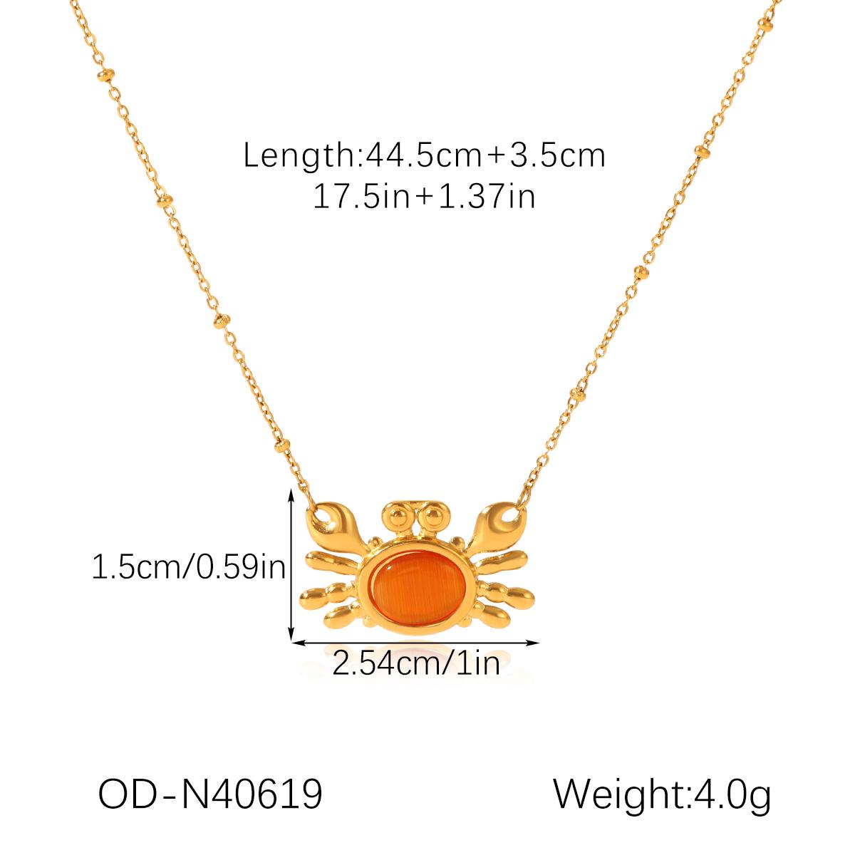Stainless Steel Crab Pendant Necklace with Orange Cat s Eye Stone - Women s Trendy Jewelry
Stainless Steel Crab Pendant Necklace with Orange Cat s Eye Stone - Women s Trendy Jewelry