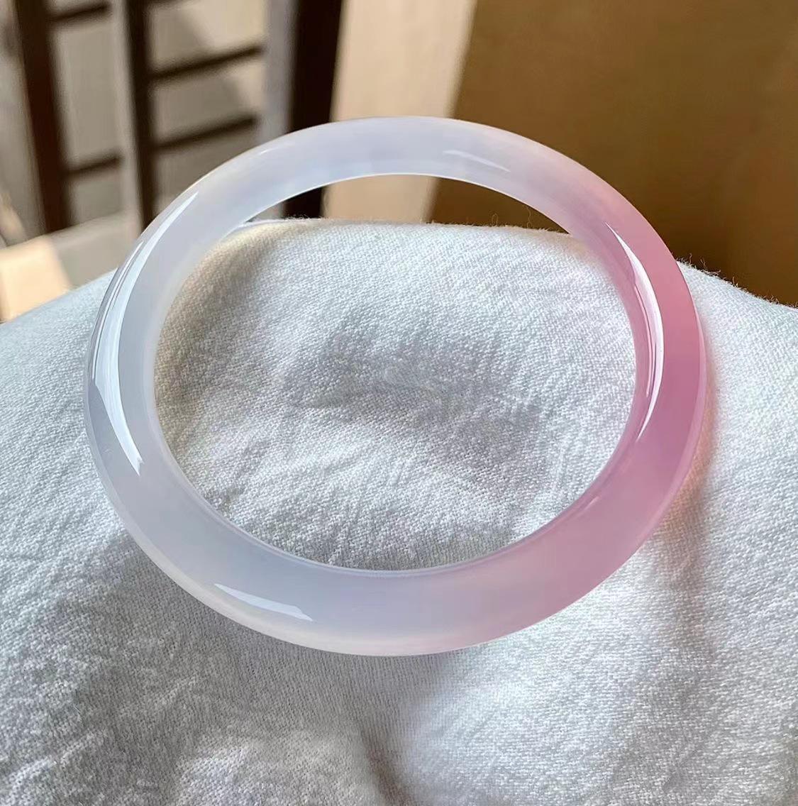 Icy Gradient Pink Chalcedony & Agate Jade Women s Bangle - 8mm Round, Half Mountain Half Water Design. Perfect Gift! Model 54-55
Icy Gradient Pink Chalcedony & Agate Jade Women s Bangle - 8mm Round, Half Mountain Half Water Design. Perfect Gift! Model 54-55