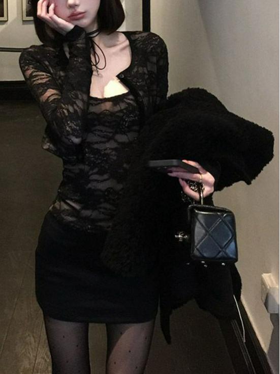 2026 Early Spring Black Lace Slim Fit Cardigan & Camisole Set for Women S
2026 Early Spring Black Lace Slim Fit Cardigan & Camisole Set for Women S