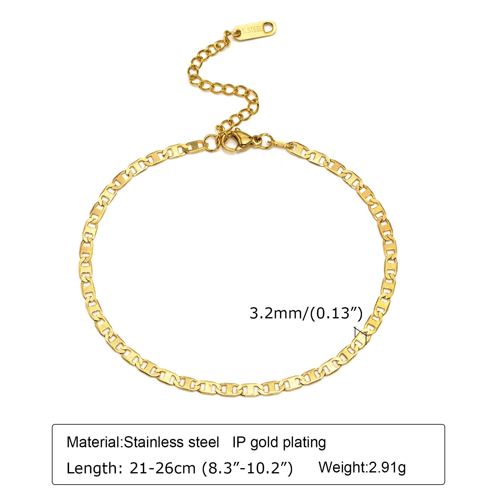 Gold Color Flat Mariner Chain Bracelets for Women, Chic Stainless Steel Anchor Chain Wristband Gift Jewelry
Gold Color Flat Mariner Chain Bracelets for Women, Chic Stainless Steel Anchor Chain Wristband Gift Jewelry