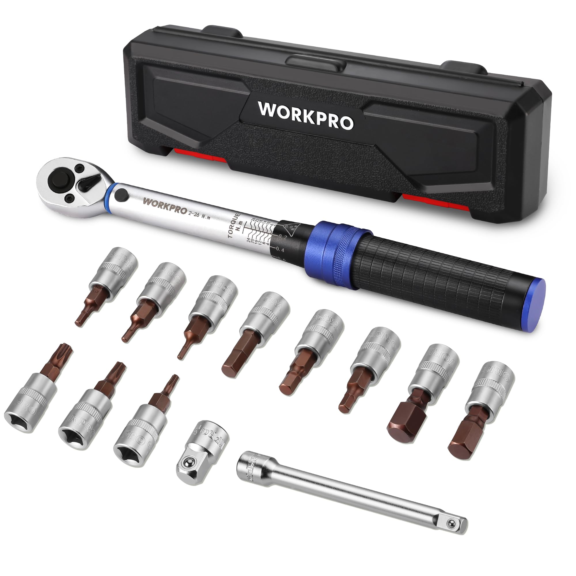 WORKPRO Torque Bit Sockets with Extension Nm Easy Rotation Direction Quick Release Bicycle Motorcycle Repair Maintenance Storage Calibration
WORKPRO Torque Bit Sockets with Extension Nm Easy Rotation Direction Quick Release Bicycle Motorcycle Repair Maintenance Storage Calibration